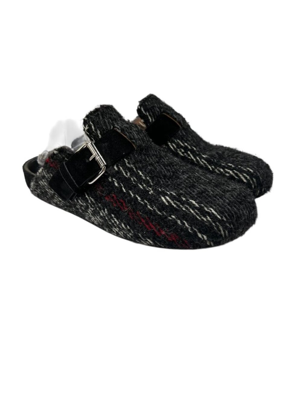 Isabel Marant Wool Buckle Slides Black & Red Women's Size 38 EU 8 US